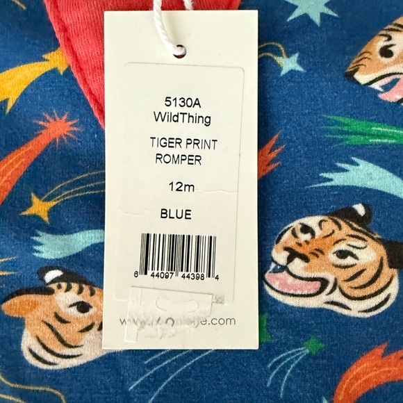 Miki - Miette Wild Thing Tiger Print Romper - Blue and White Short Sleeve - Picture 2 of 5